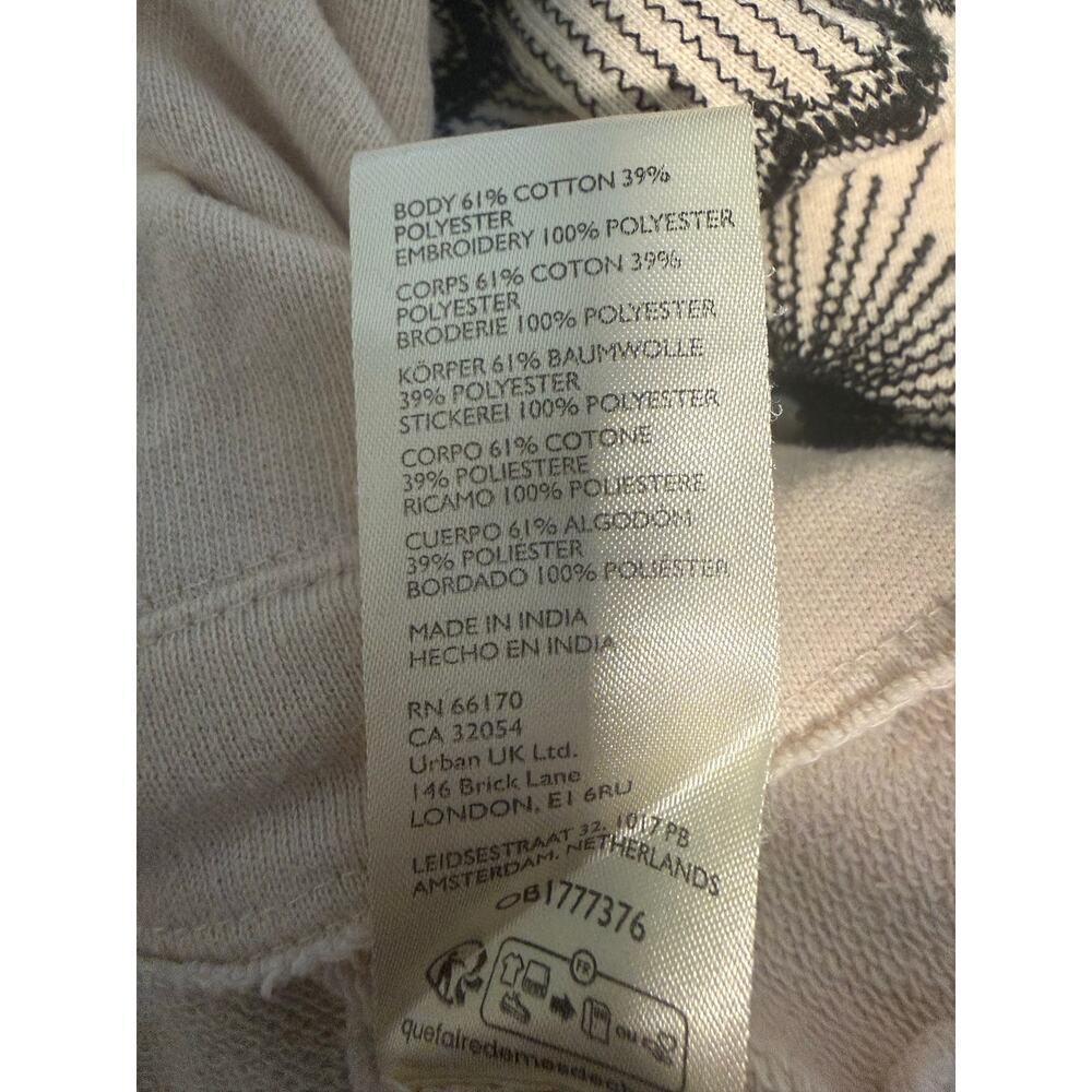 Anthropologie Embroidered Cropped Cream Hoodie Small - Picture 9 of 10